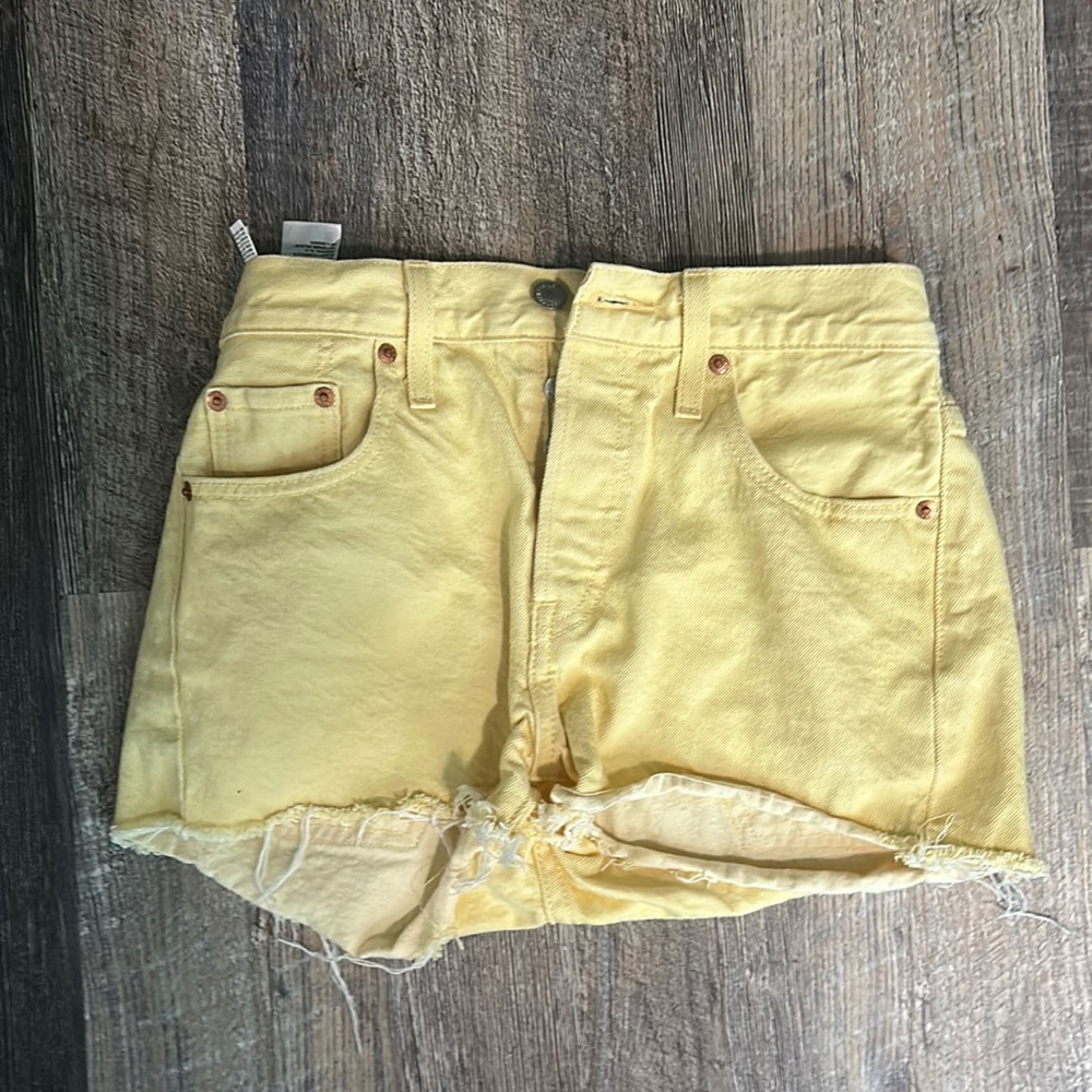 Yellow jean shorts